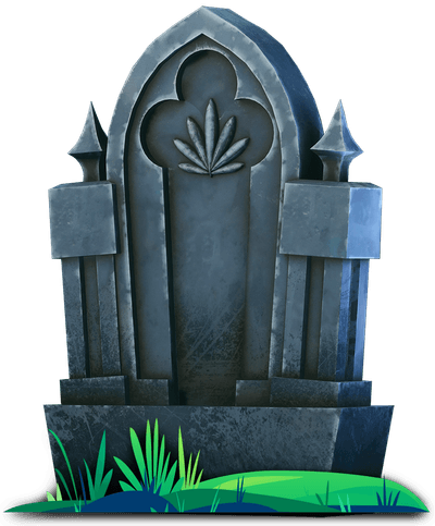 Headstone Cannabis Tombstone with Ground