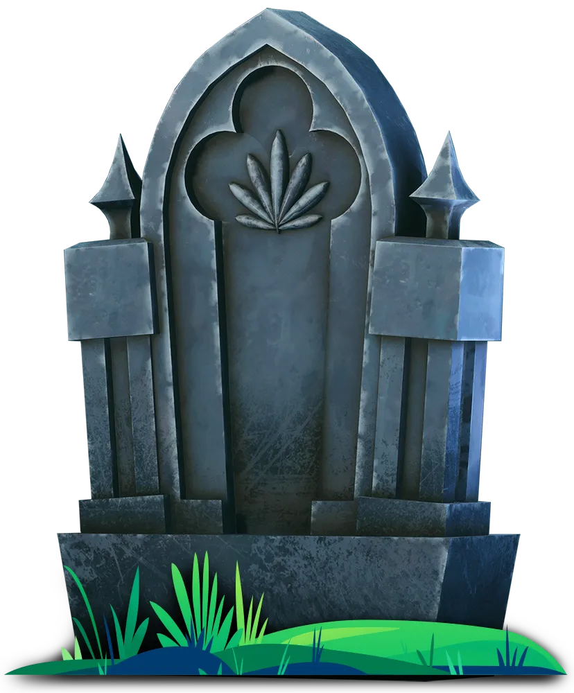 Headstone Cannabis Tombstone with Ground